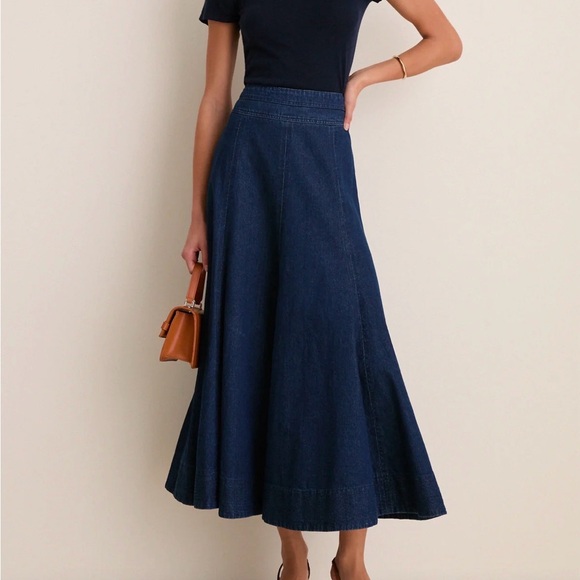 Tuckernuck Dresses & Skirts - Tuckernuck Dark Blue Denim Brynn Flared Maxi Skirt